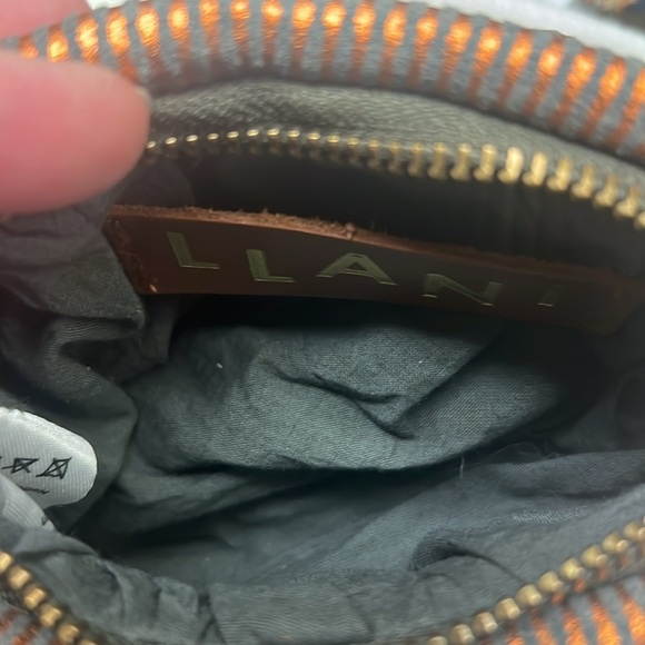 Brown and copper suede puff pouch cosmetic bag by Llani - Picture 9 of 10